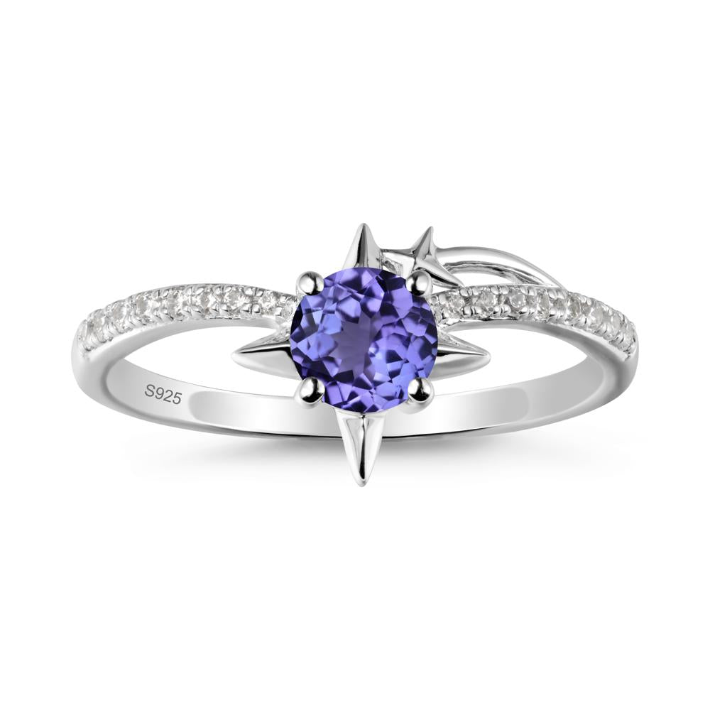 Round Tanzanite Four Point Star Ring - LUO Jewelry #metal_sterling silver