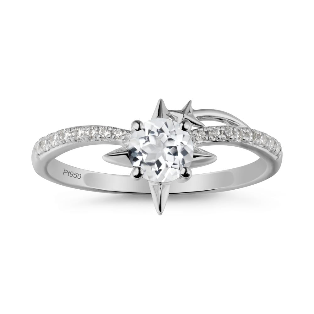 Simple Four Point Star White Topaz Ring - LUO Jewelry #metal_platinum