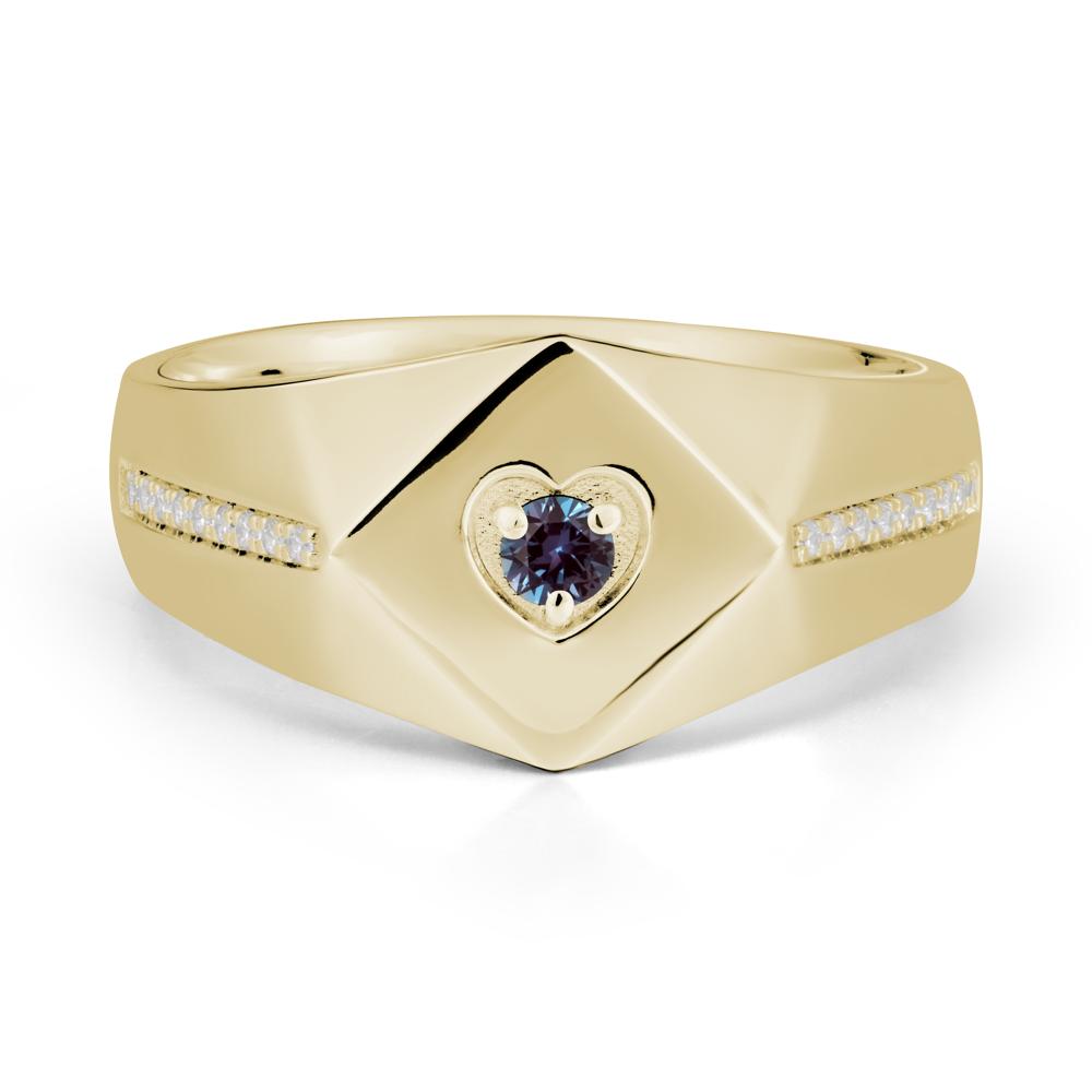 Wide Band Alexandrite Ring with Pav茅 Accents - LUO Jewelry #metal_14k yellow gold