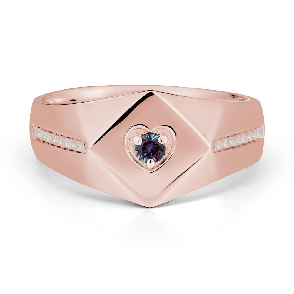 Wide Band Alexandrite Ring with Pav茅 Accents - LUO Jewelry #metal_18k rose gold