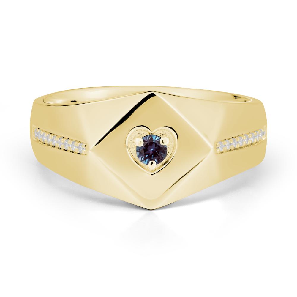 Wide Band Alexandrite Ring with Pav茅 Accents - LUO Jewelry #metal_18k yellow gold