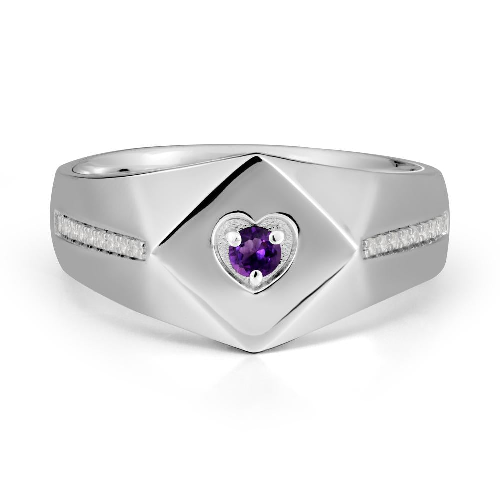 Minimalist Men Amethyst Ring - LUO Jewelry #metal_14k white gold