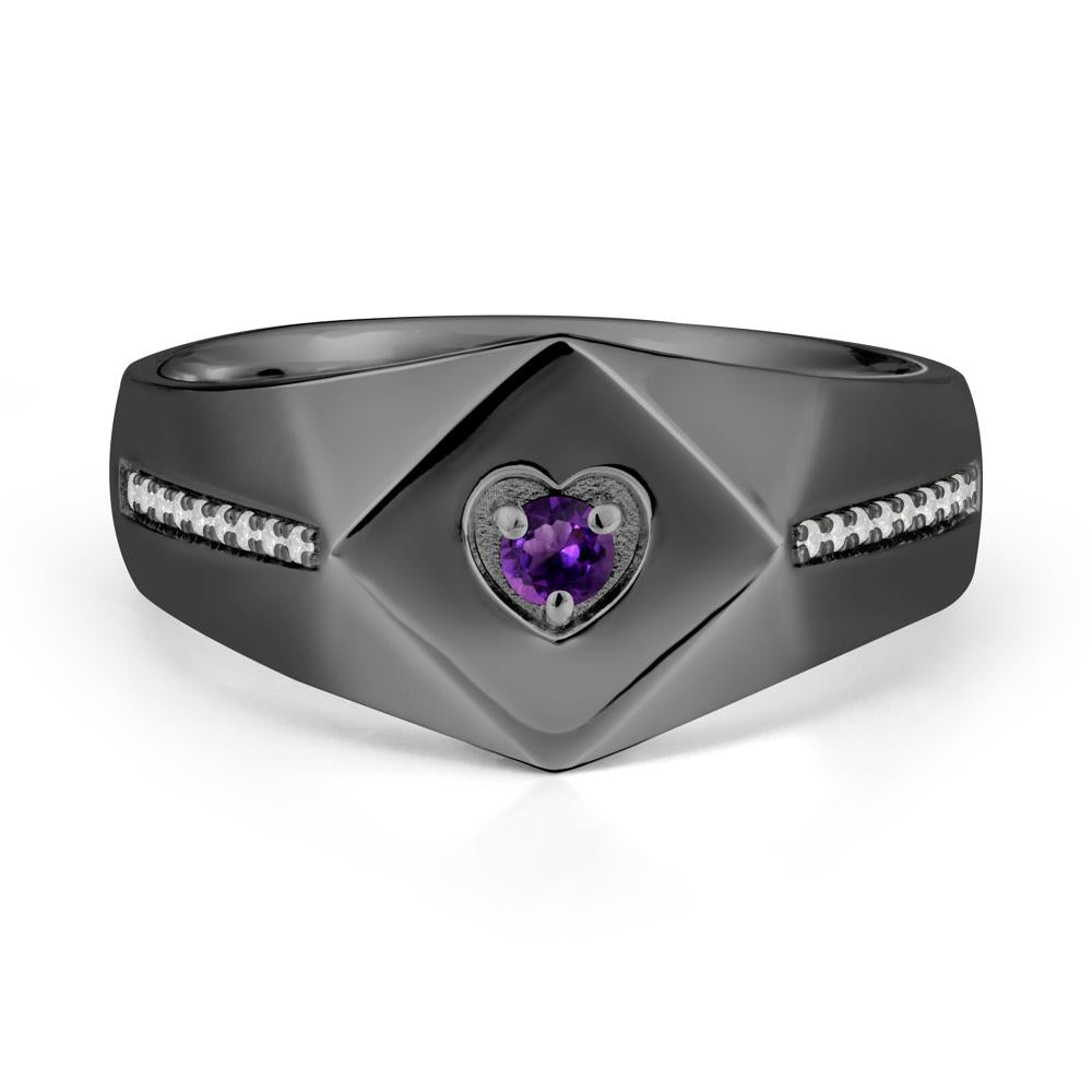 Minimalist Men Amethyst Ring - LUO Jewelry #metal_black finish sterling silver