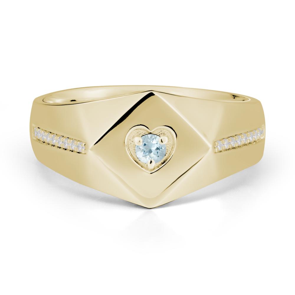 Wide Band Aquamarine Ring with Pav茅 Accents - LUO Jewelry #metal_14k yellow gold