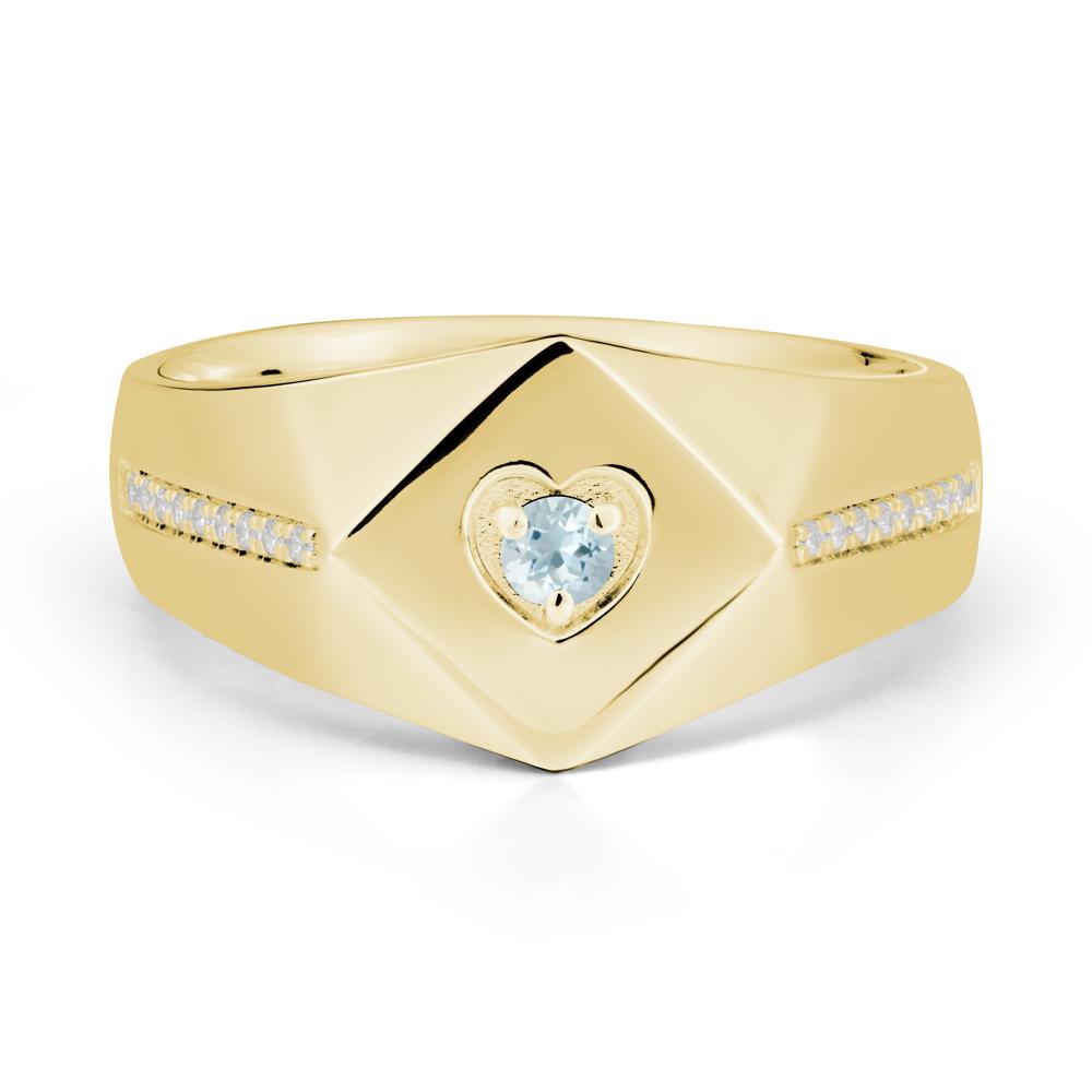 Wide Band Aquamarine Ring with Pav茅 Accents - LUO Jewelry #metal_18k yellow gold