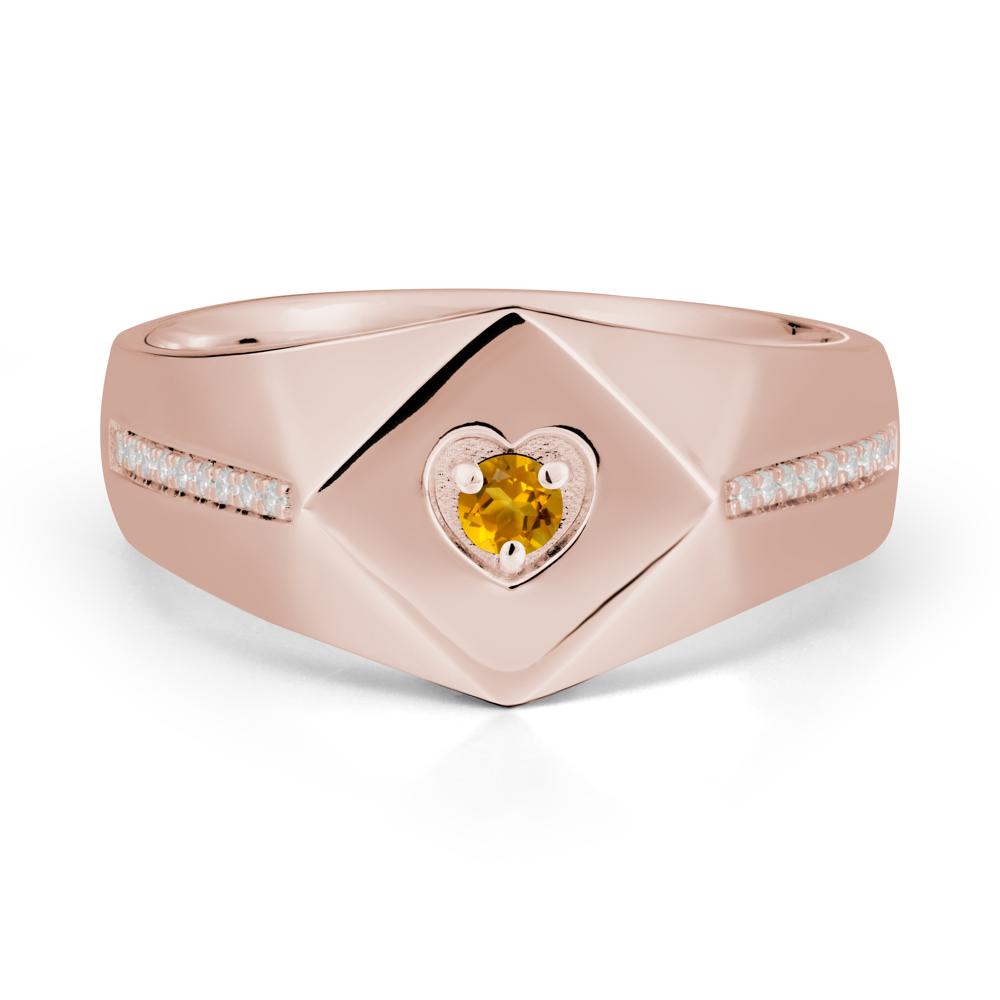 Wide Band Citrine Ring with Pav茅 Accents - LUO Jewelry #metal_14k rose gold