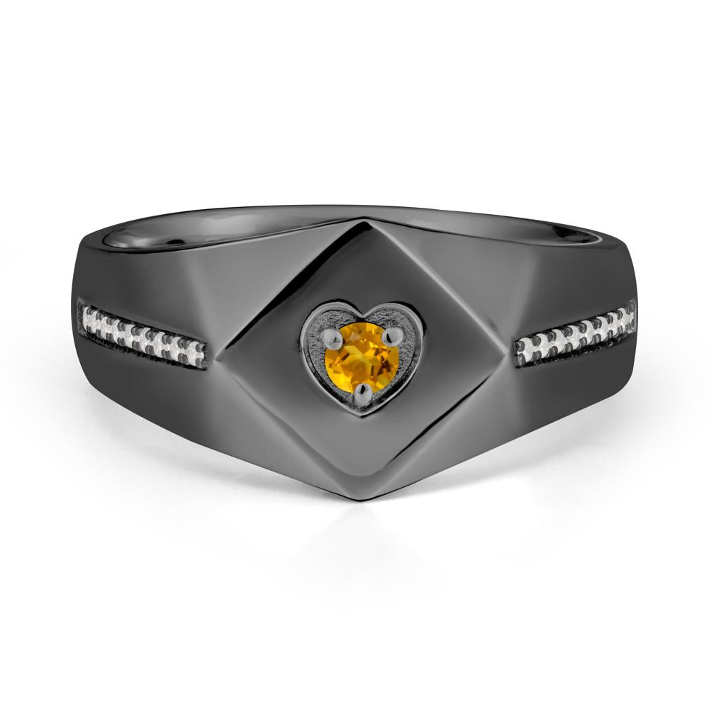 Wide Band Citrine Ring with Pav茅 Accents - LUO Jewelry #metal_black finish sterling silver