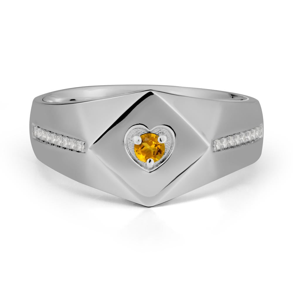 Wide Band Citrine Ring with Pav茅 Accents - LUO Jewelry #metal_platinum