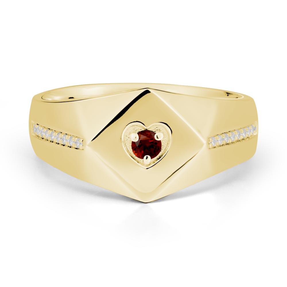 Minimalist Men Garnet Ring - LUO Jewelry #metal_18k yellow gold