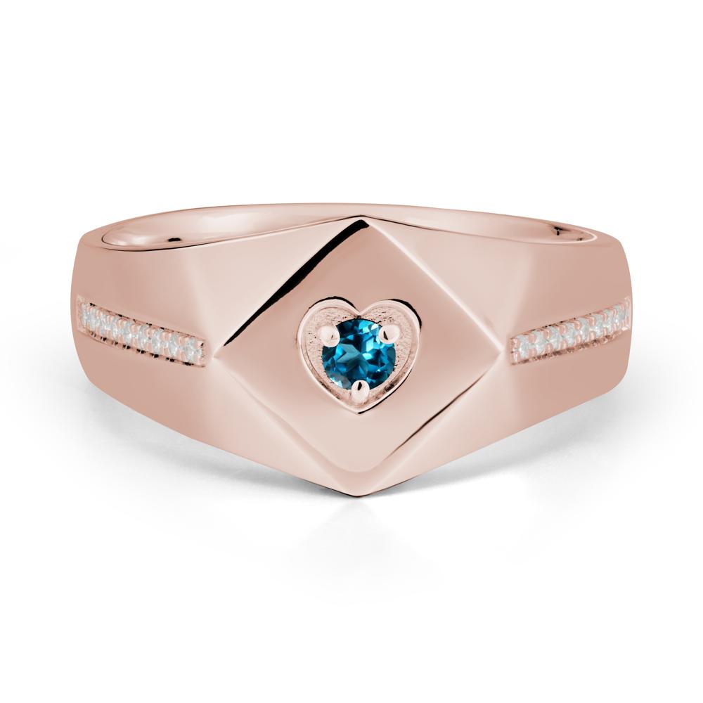 Wide Band London Blue Topaz Ring with Pav茅 Accents - LUO Jewelry #metal_14k rose gold