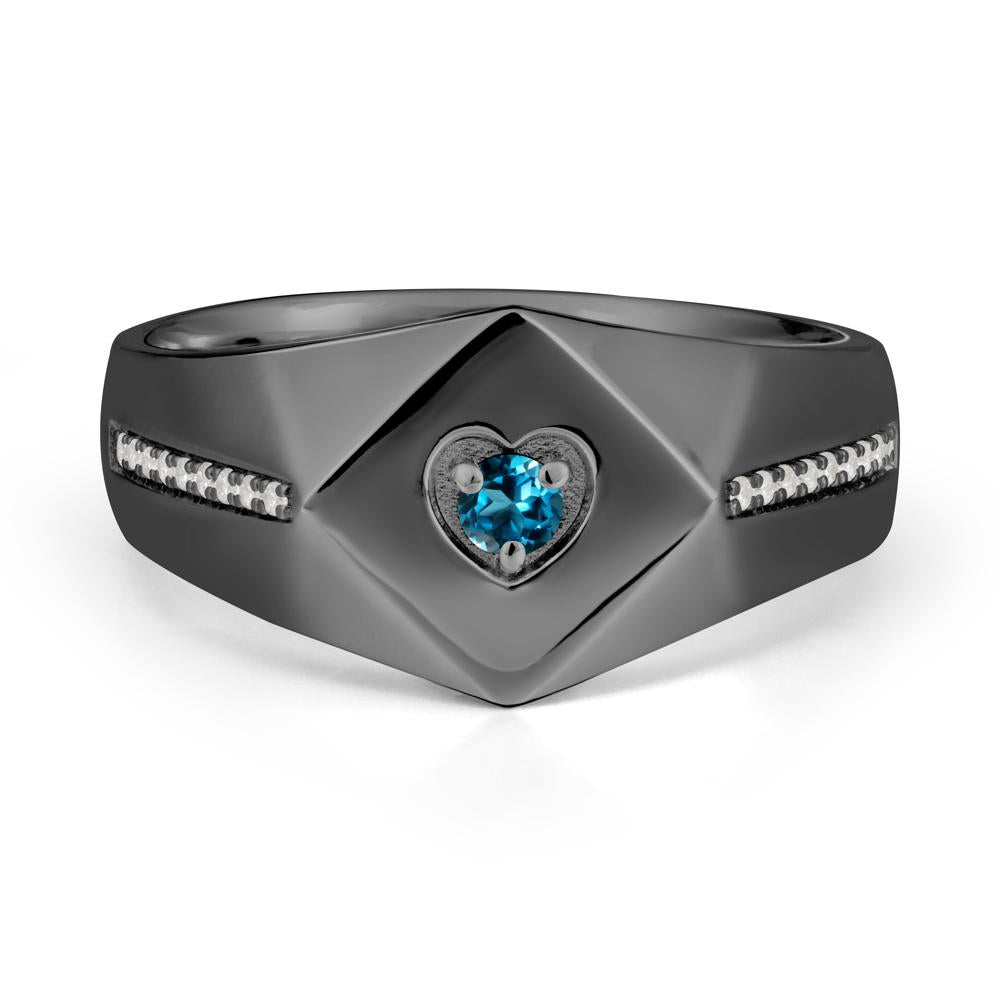 Wide Band London Blue Topaz Ring with Pav茅 Accents - LUO Jewelry #metal_black finish sterling silver