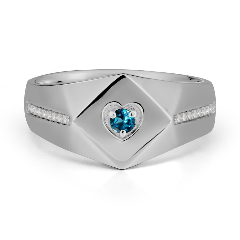Wide Band London Blue Topaz Ring with Pav茅 Accents - LUO Jewelry #metal_platinum
