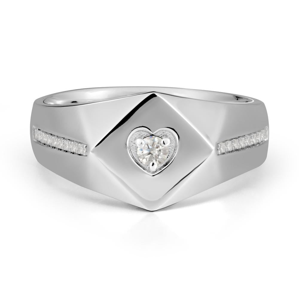 Minimalist Men Moissanite Ring - LUO Jewelry #metal_14k white gold