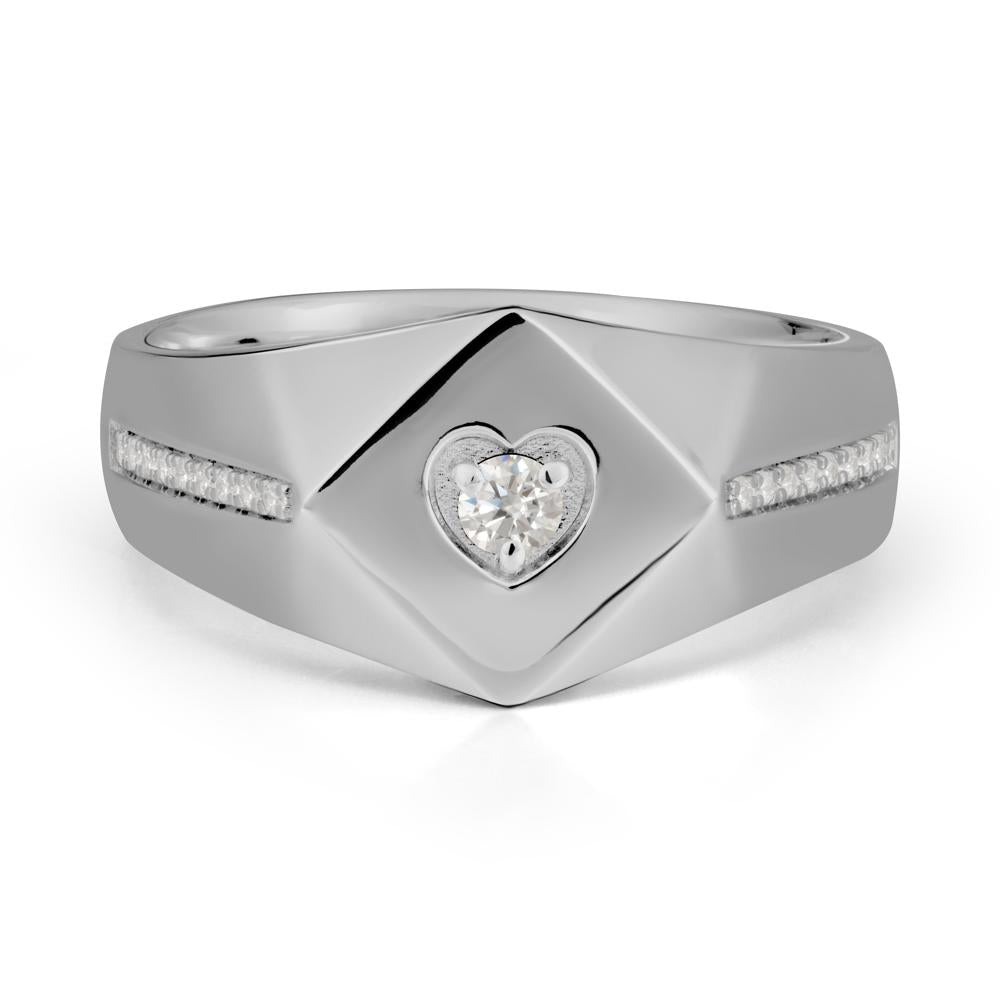 Minimalist Men Moissanite Ring - LUO Jewelry #metal_platinum
