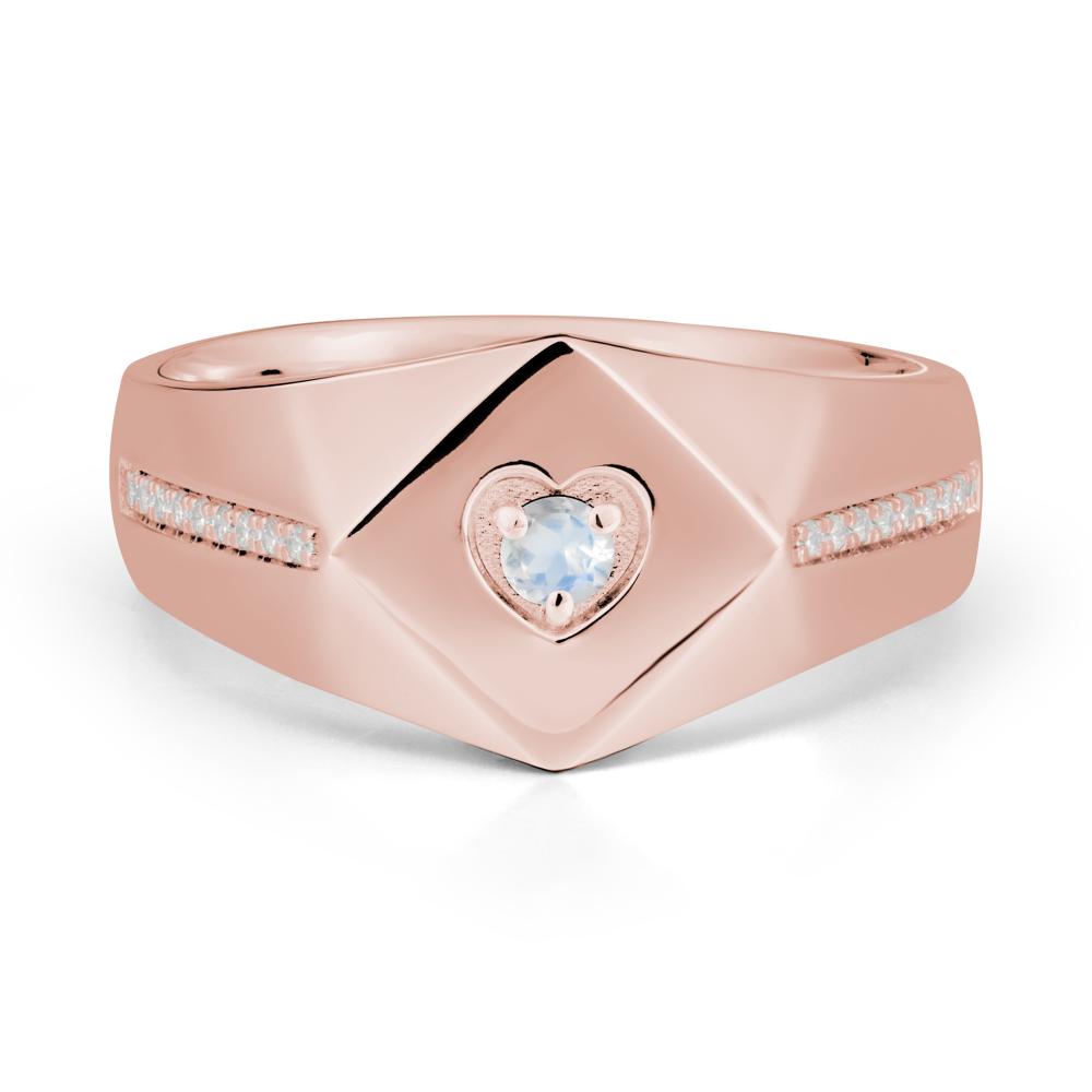 Wide Band Moonstone Ring with Pav茅 Accents - LUO Jewelry #metal_18k rose gold
