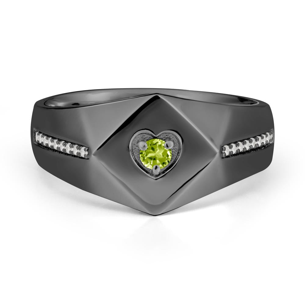 Minimalist Men Peridot Ring - LUO Jewelry #metal_black finish sterling silver