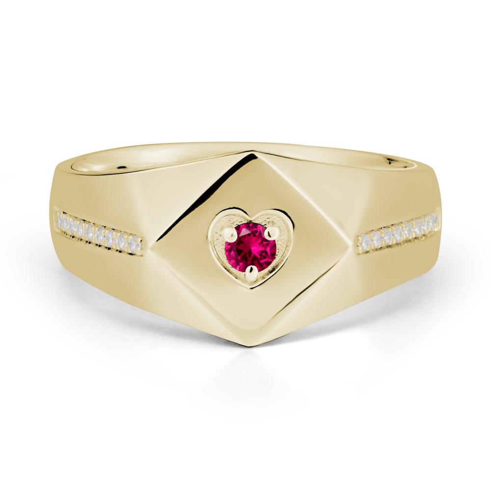 Wide Band Ruby Ring with Pav茅 Accents - LUO Jewelry #metal_14k yellow gold