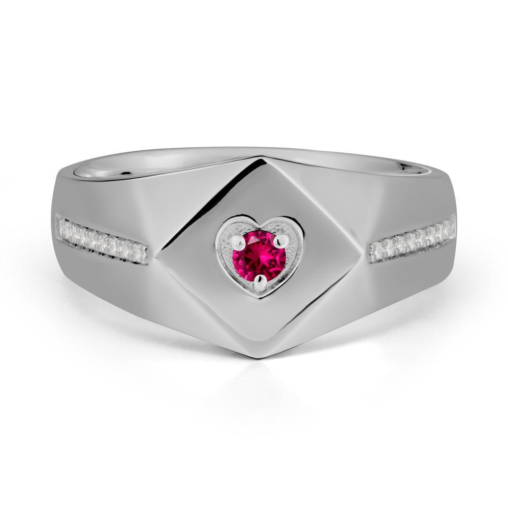 Wide Band Ruby Ring with Pav茅 Accents - LUO Jewelry #metal_platinum