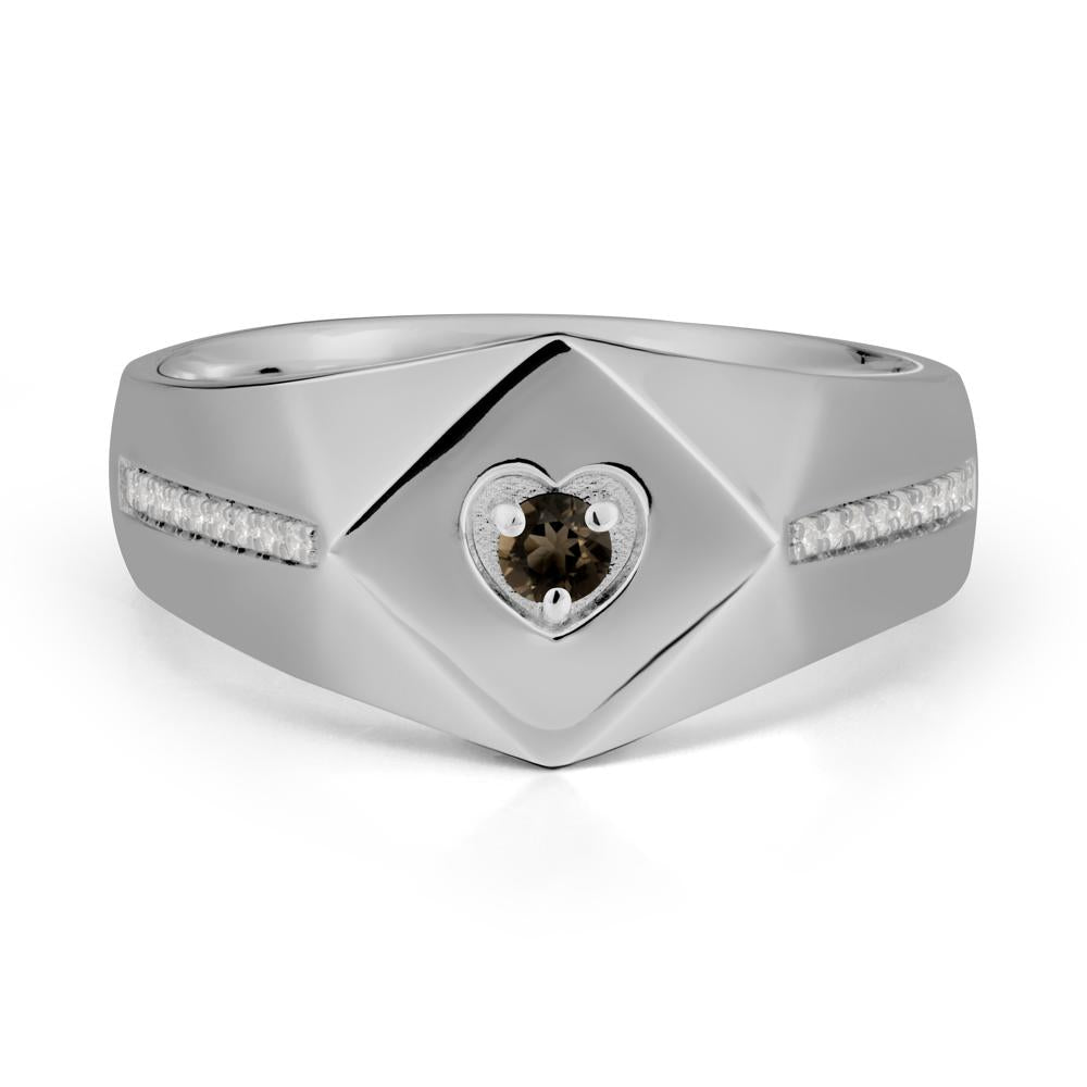 Wide Band Smoky Quartz Ring with Pav茅 Accents - LUO Jewelry #metal_platinum