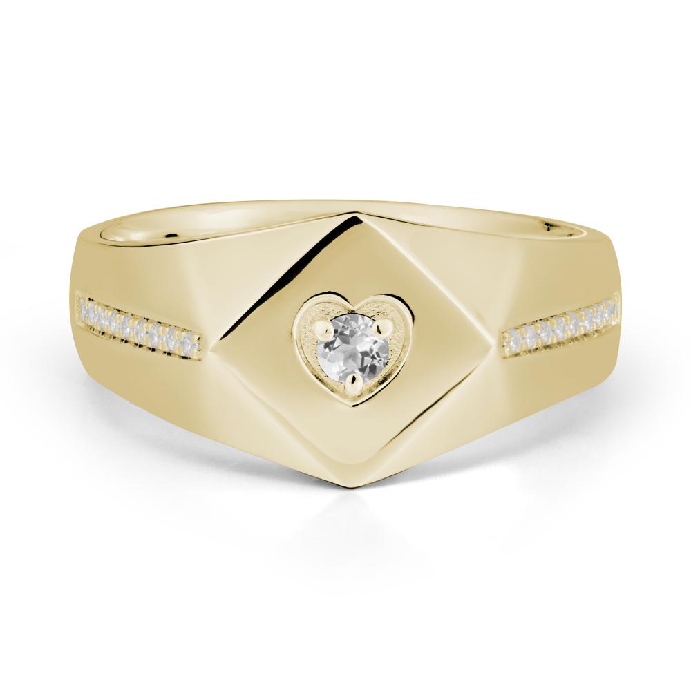 Minimalist Men White Topaz Ring - LUO Jewelry #metal_14k yellow gold