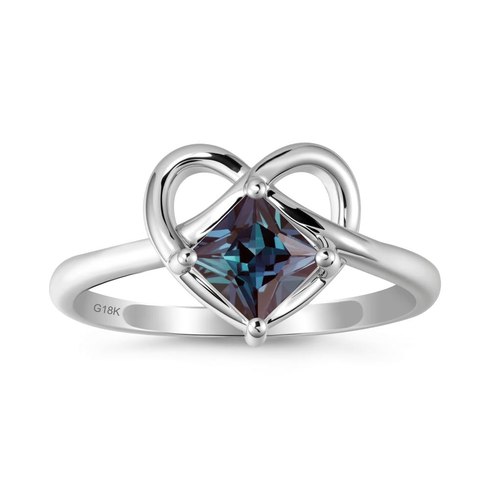 Delicate Square Alexandrite Ring with Heart Loop - LUO Jewelry #metal_18k white gold