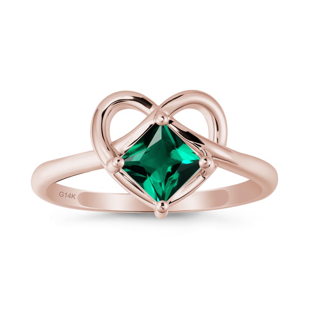 Delicate Square Emerald Ring with Heart Loop - LUO Jewelry #metal_14k rose gold