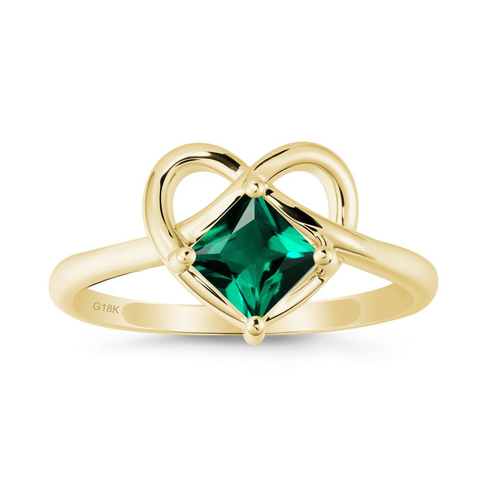 Delicate Square Emerald Ring with Heart Loop - LUO Jewelry #metal_18k yellow gold