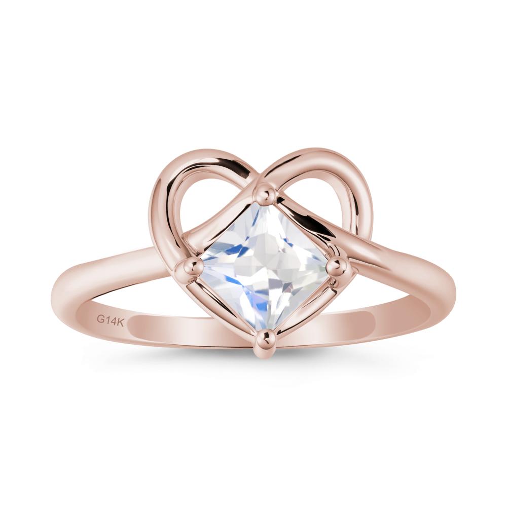 Delicate Square Moonstone Ring with Heart Loop - LUO Jewelry #metal_14k rose gold