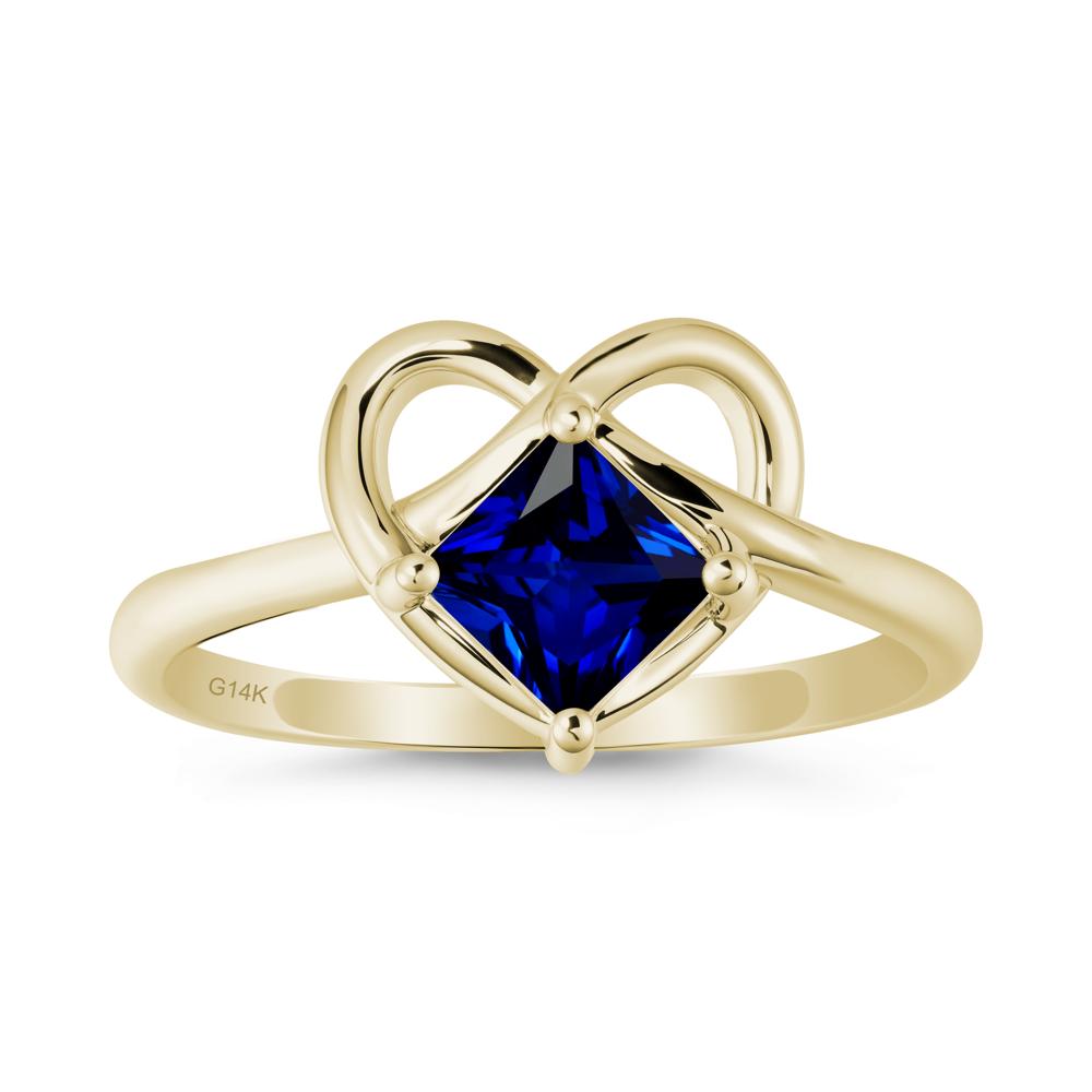 Delicate Square Sapphire Ring with Heart Loop - LUO Jewelry #metal_14k yellow gold