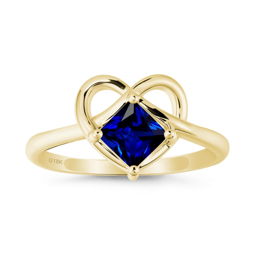Delicate Square Sapphire Ring with Heart Loop - LUO Jewelry #metal_18k yellow gold