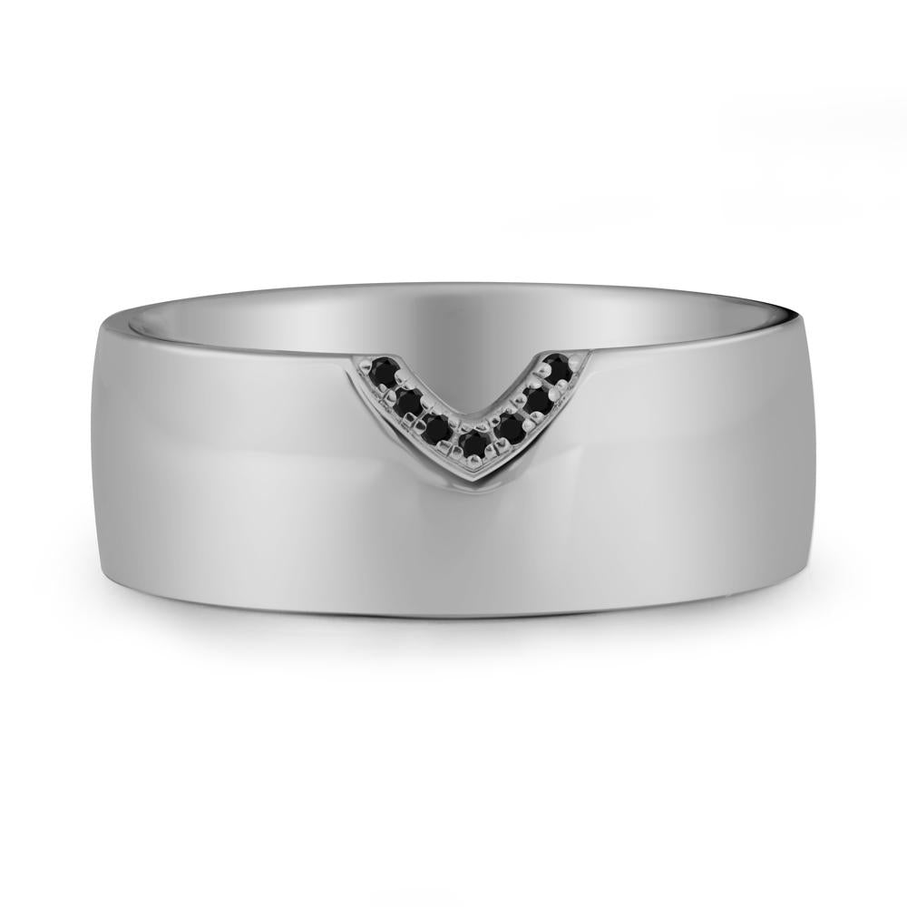 V-Shape Pav茅 Black Spinel Wide Band Ring - LUO Jewelry #metal_platinum