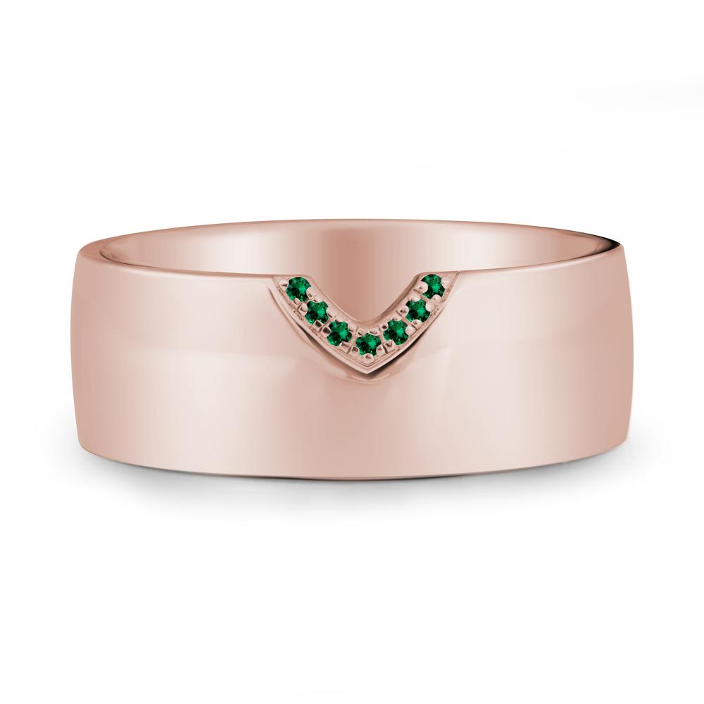 Vintage Wide Band Pav茅 Emerald Ring - LUO Jewelry #metal_14k rose gold