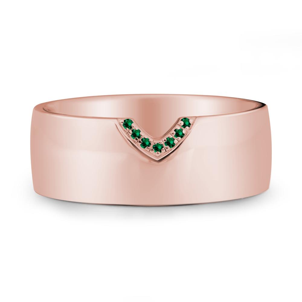Vintage Wide Band Pav茅 Emerald Ring - LUO Jewelry #metal_18k rose gold