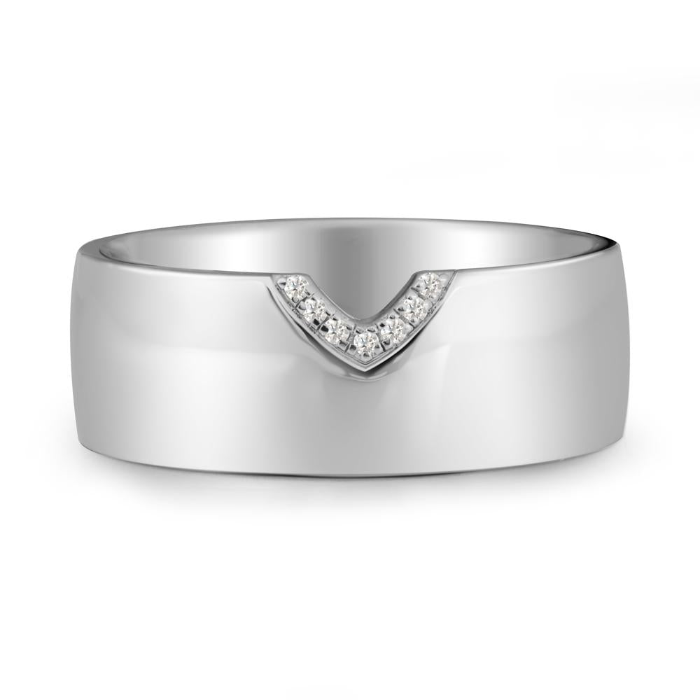V-Shape Pav茅 Moissanite Wide Band Ring - LUO Jewelry #metal_14k white gold