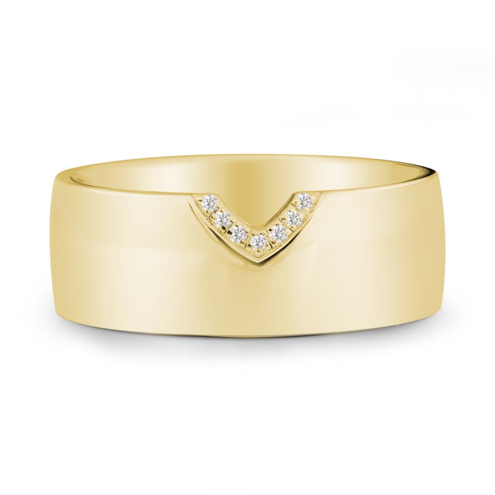 V-Shape Pav茅 Moissanite Wide Band Ring - LUO Jewelry #metal_18k yellow gold
