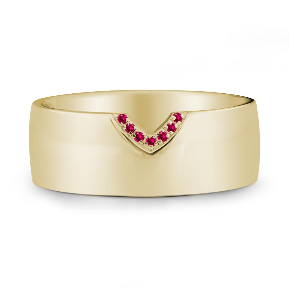 Vintage Wide Band Pav茅 Ruby Ring - LUO Jewelry #metal_14k yellow gold