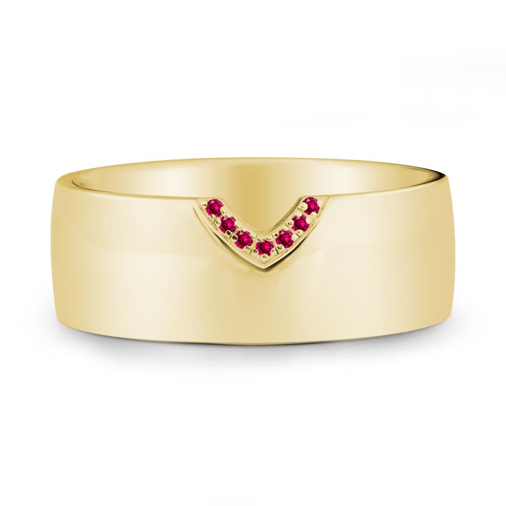 Vintage Wide Band Pav茅 Ruby Ring - LUO Jewelry #metal_18k yellow gold