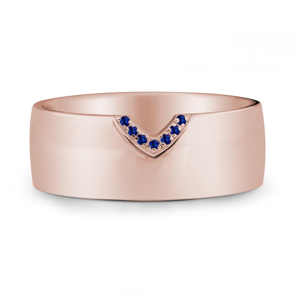 V-Shape Pav茅 Sapphire Wide Band Ring - LUO Jewelry #metal_14k rose gold