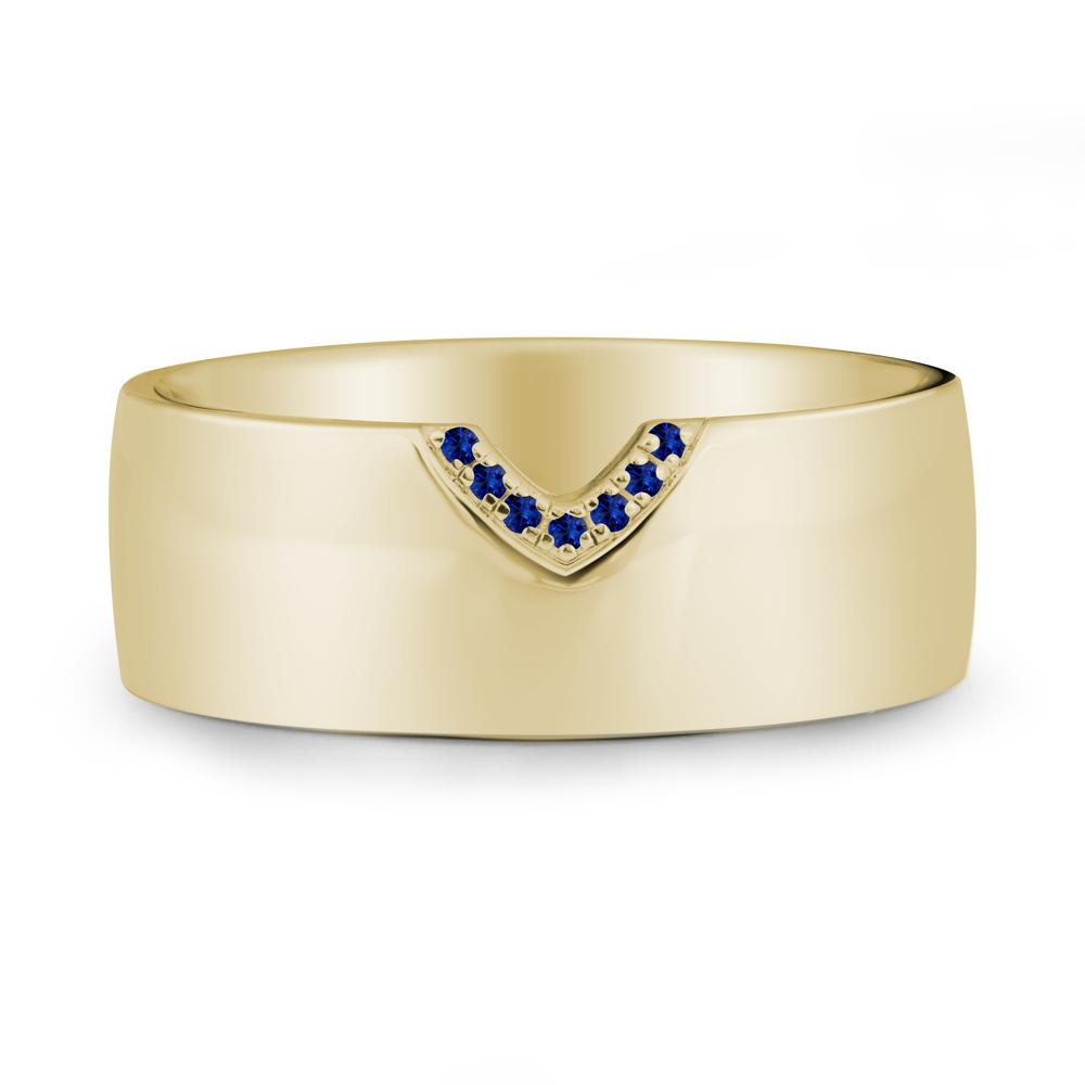 V-Shape Pav茅 Sapphire Wide Band Ring - LUO Jewelry #metal_14k yellow gold