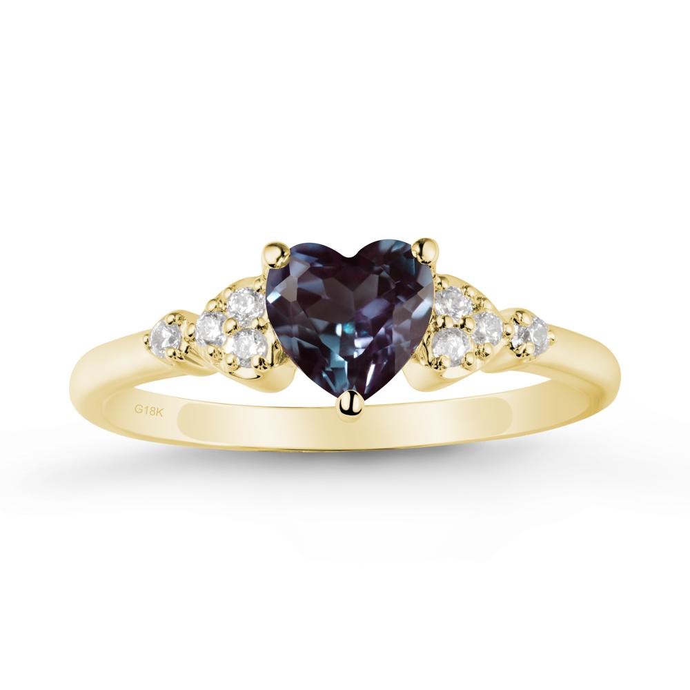 Simple Heart Shaped Alexandrite Ring - LUO Jewelry #metal_18k yellow gold