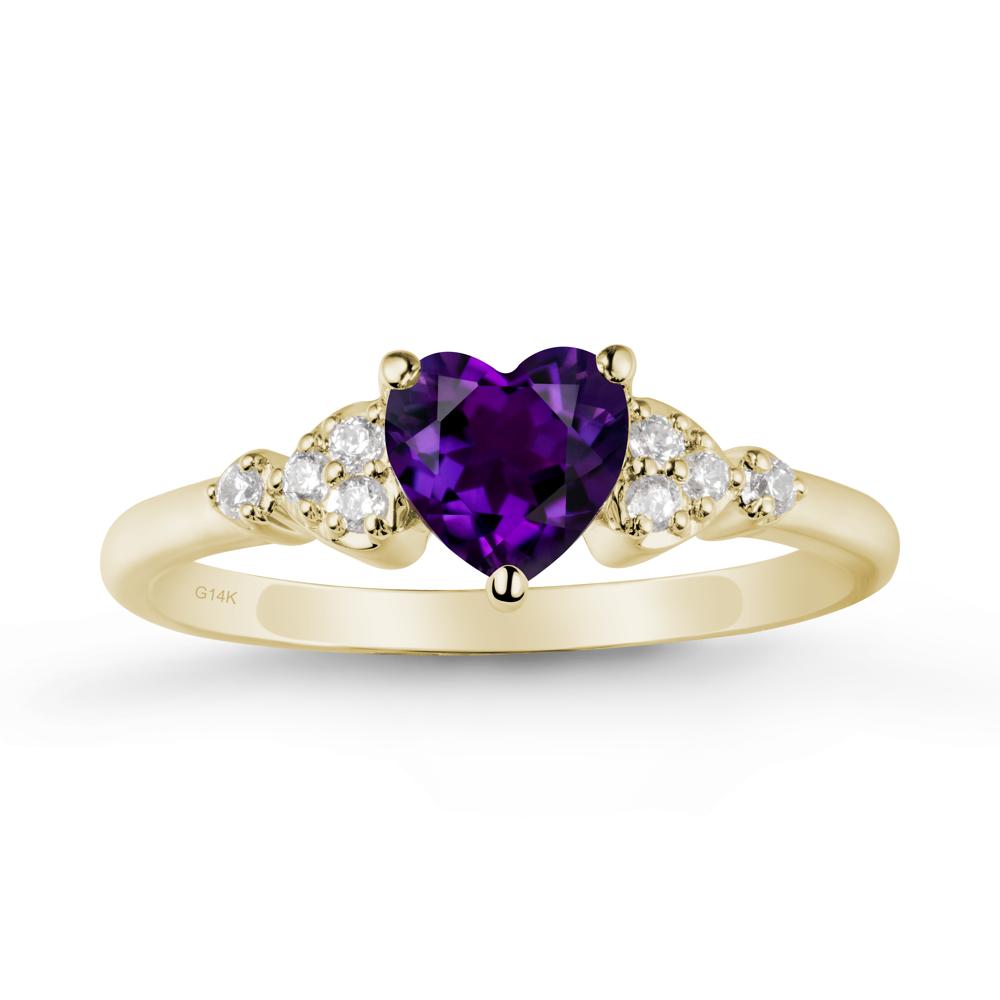 Heart Shaped Prong Set Amethyst Ring - LUO Jewelry #metal_14k yellow gold