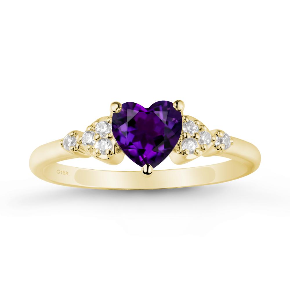 Heart Shaped Prong Set Amethyst Ring - LUO Jewelry #metal_18k yellow gold