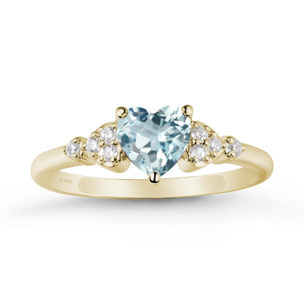 Simple Heart Shaped Aquamarine Ring - LUO Jewelry #metal_14k yellow gold