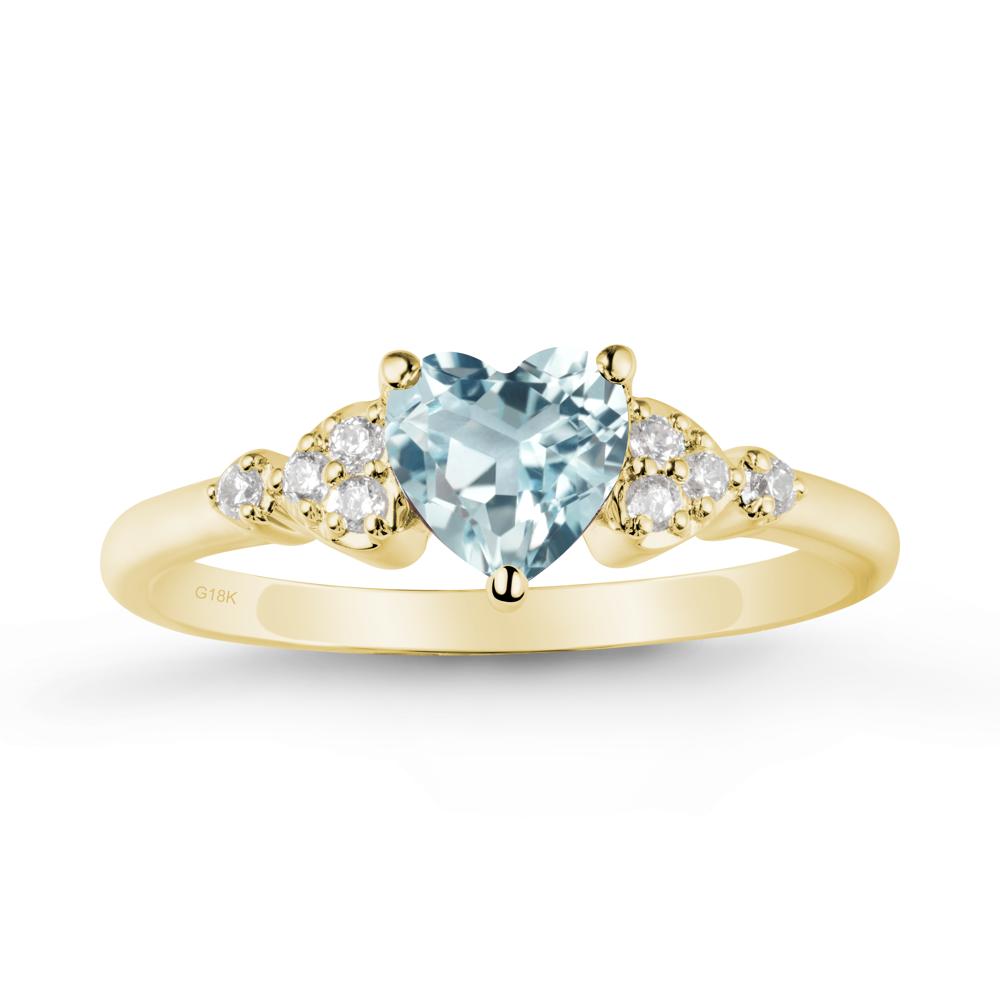 Simple Heart Shaped Aquamarine Ring - LUO Jewelry #metal_18k yellow gold