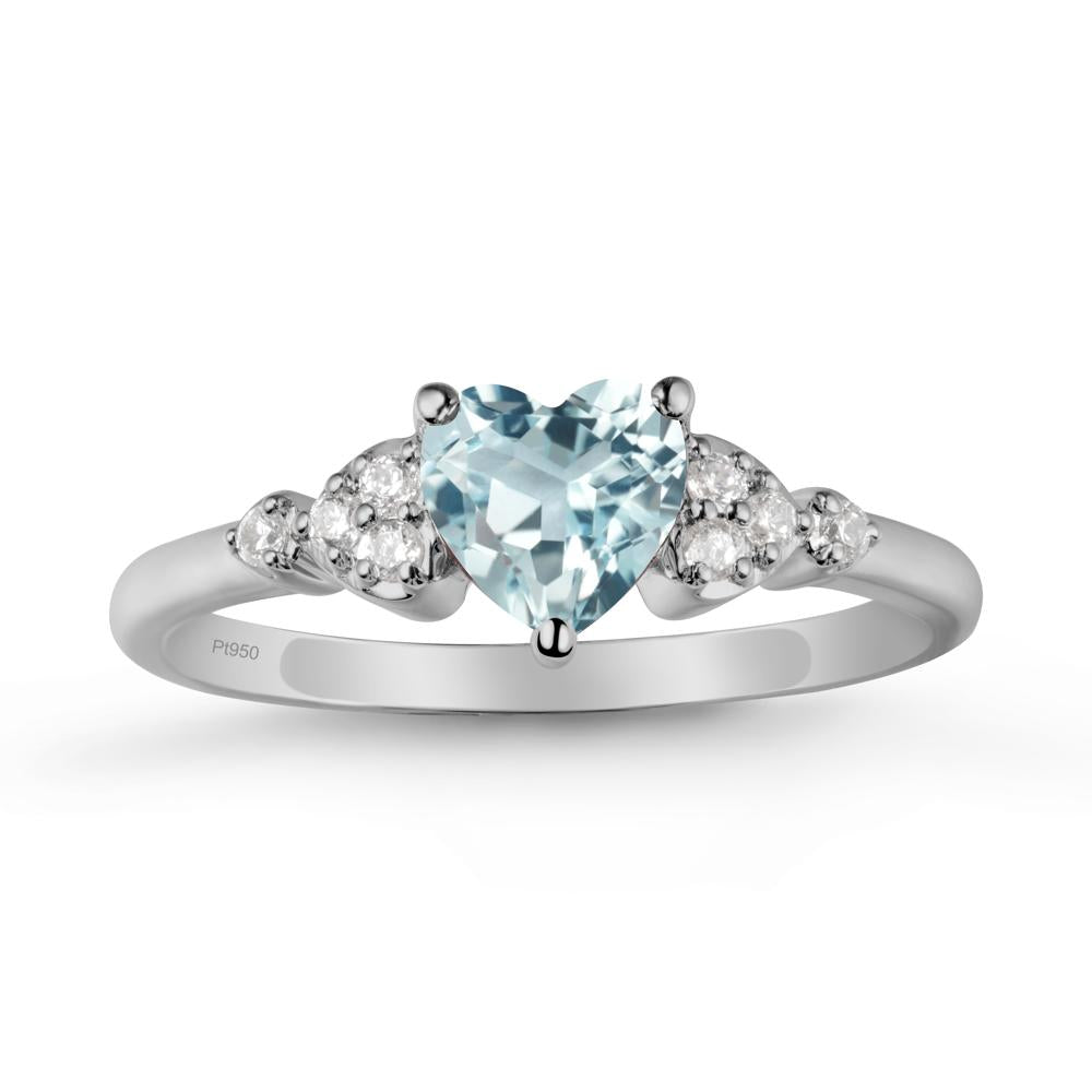Simple Heart Shaped Aquamarine Ring - LUO Jewelry #metal_platinum