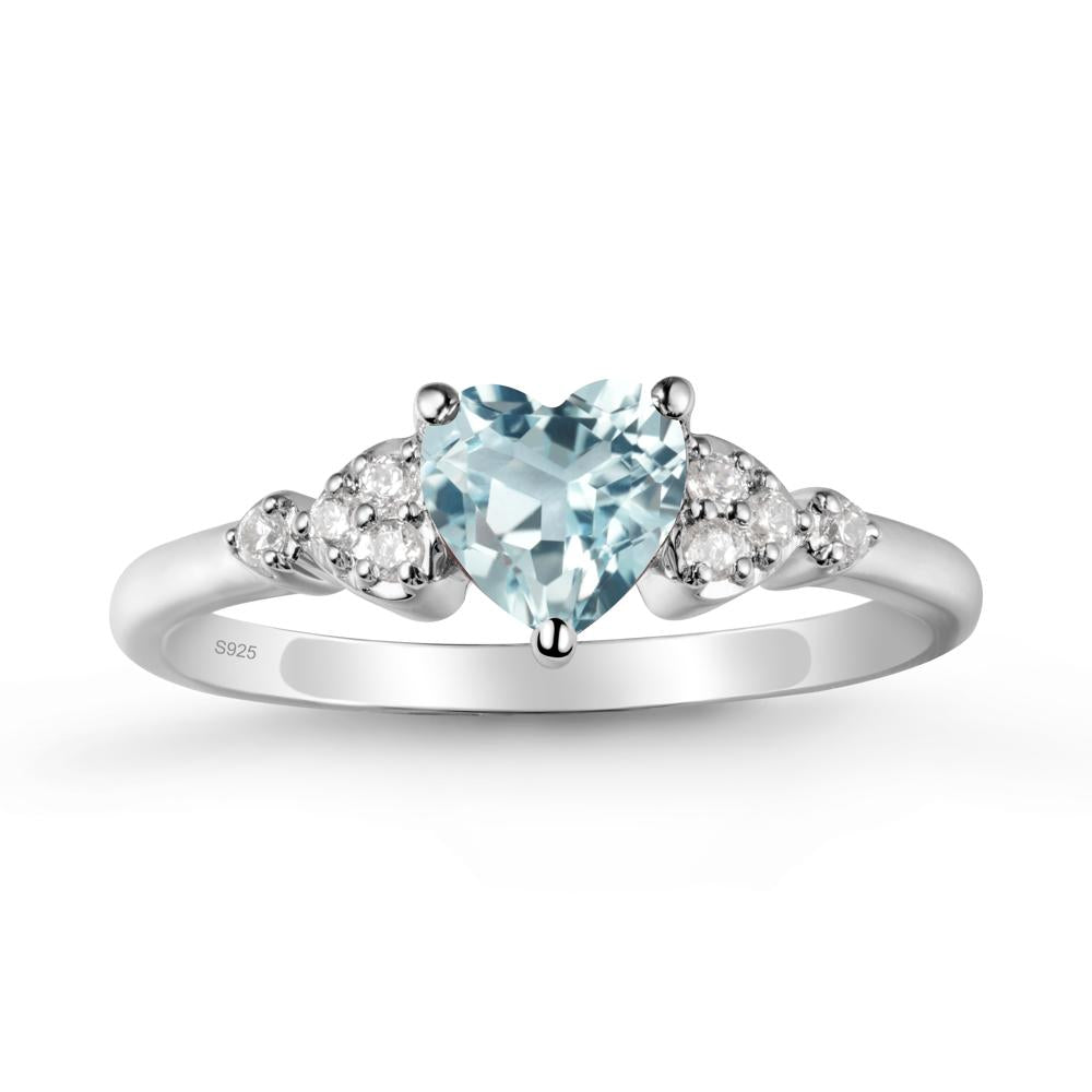Simple Heart Shaped Aquamarine Ring - LUO Jewelry #metal_sterling silver
