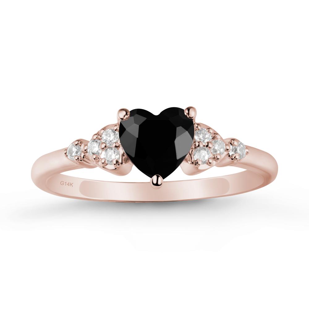 Heart Shaped Prong Set Black Spinel Ring - LUO Jewelry #metal_14k rose gold