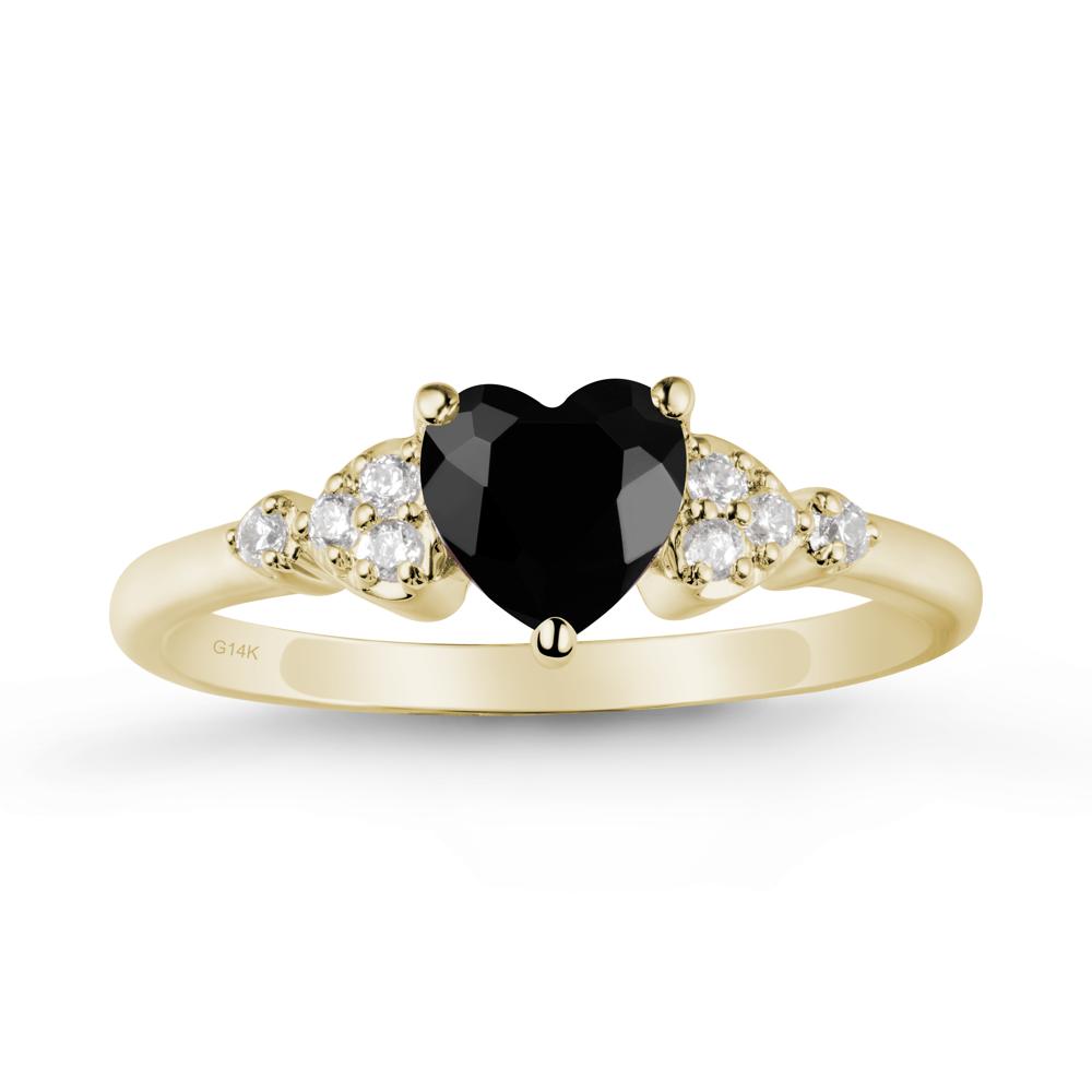 Heart Shaped Prong Set Black Spinel Ring - LUO Jewelry #metal_14k yellow gold