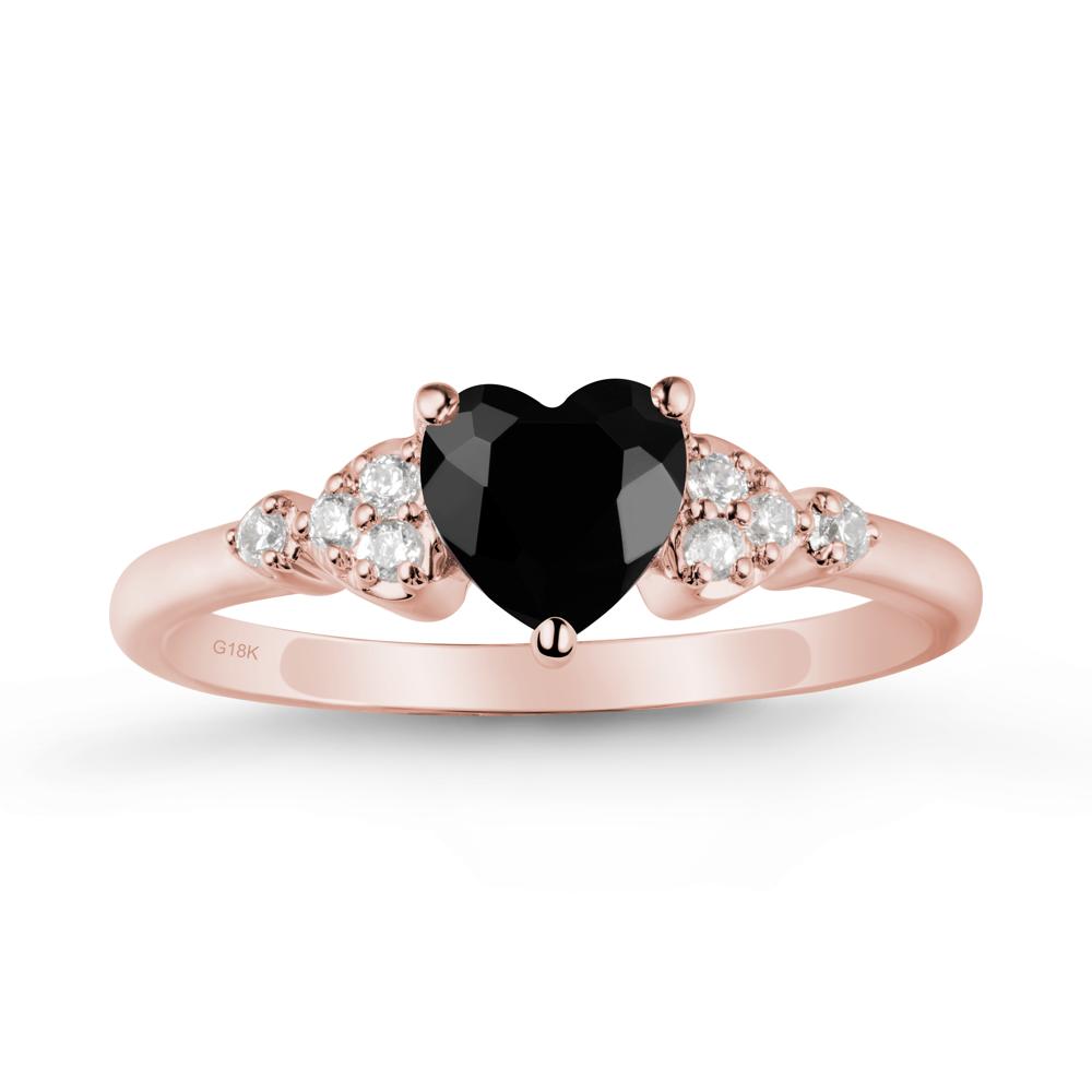Heart Shaped Prong Set Black Spinel Ring - LUO Jewelry #metal_18k rose gold