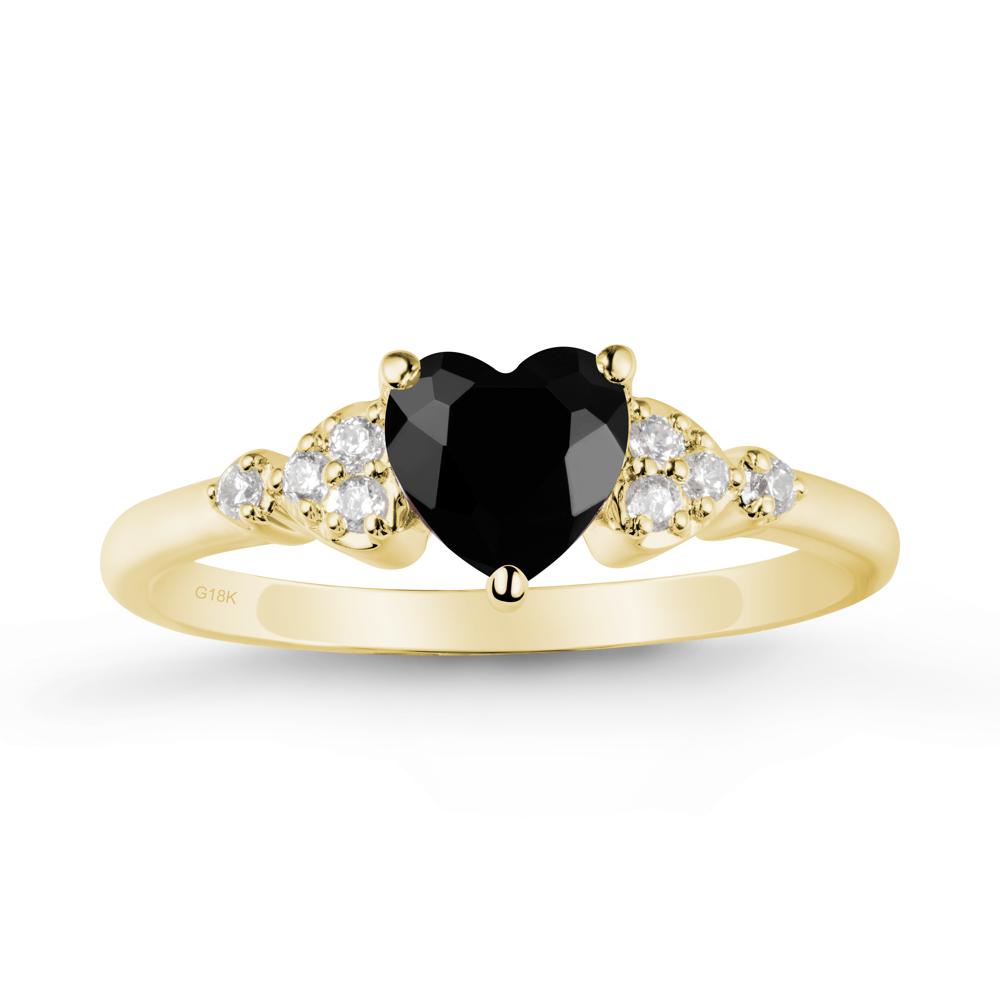 Heart Shaped Prong Set Black Spinel Ring - LUO Jewelry #metal_18k yellow gold